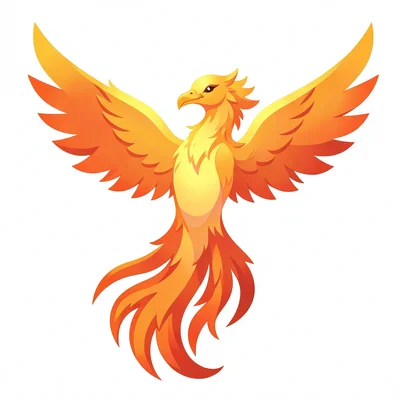Morphing vector illustration, fire morphing into phoenix , smooth vector gradien