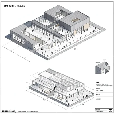 Museum exploded axonometric drawing