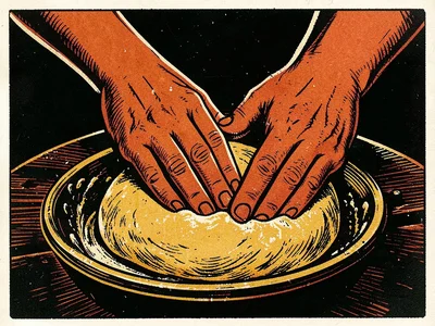 Hands kneading dough