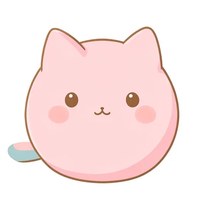 Round pink kawaii cat