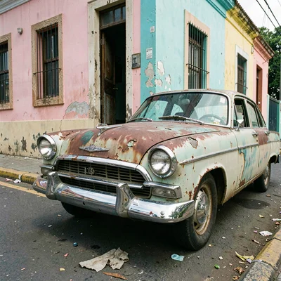 Havana preserved decay, improvised maintenance beauty, Chrome bumper and headlig