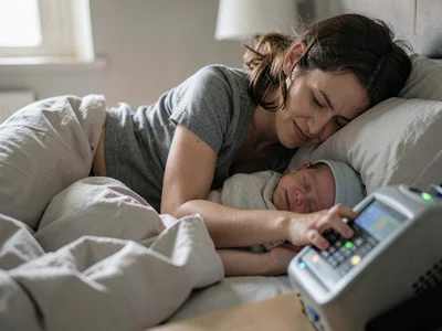 New parent waking after first night of baby sleeping through, the suspicious too