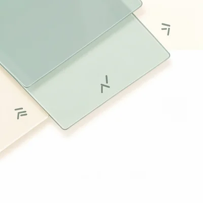 Clean flat-vector section divider featuring a stack of overlapping translucent p