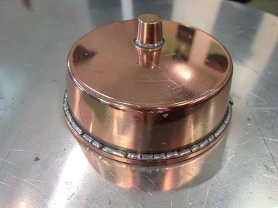Copper still showing soldered seams