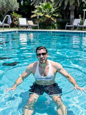 Swimmer emerging from pool