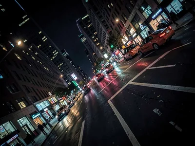 Night city intersection tilted
