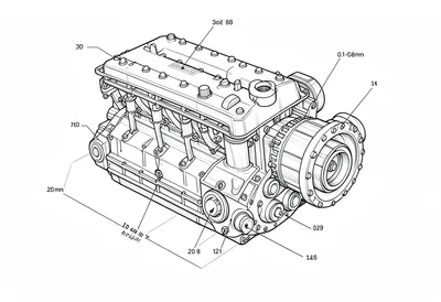 Engine cutaway technical