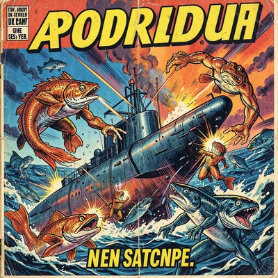 Sea creatures attacking submarine