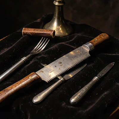 Bone Saw — Flemish Still Life with Wood Grain