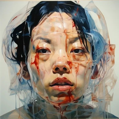 Painting portrait by Jenny Saville. napalm girl
