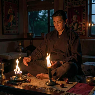 Evening ritual by flame
