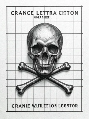 Wood type skull and crossbones printed on thick stock, heavy impression