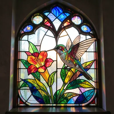 Hummingbird stained glass
