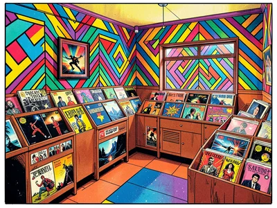 Mod sixties record shop