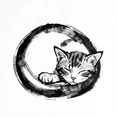 Sleeping cat single stroke
