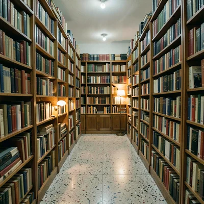 Quietly elegant photograph with Uruguayan sensibility, Interior of a used bookst