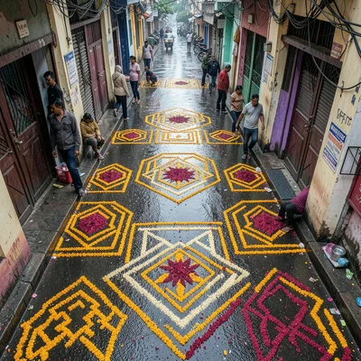 Looking down at Chennai's overlooked patterns, Looking down at overlapping kolam