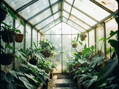 Greenhouse interior soft and humid