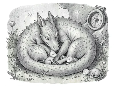 Dragon family sleeping together