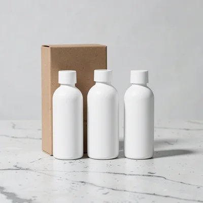 White bottle trio triangle arrangement
