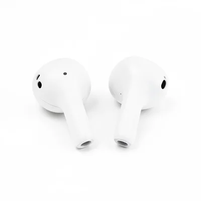 Wireless earbuds on pure white
