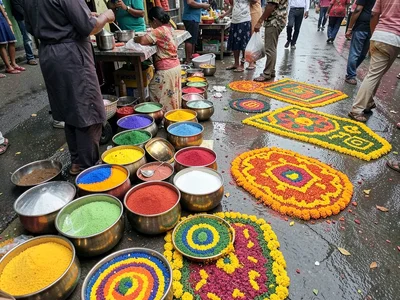 Rangoli powder colors at vendor
