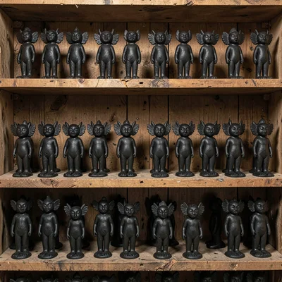 Through Oaxacan black clay vision, barro negro consciousness, Rows of unfired bl