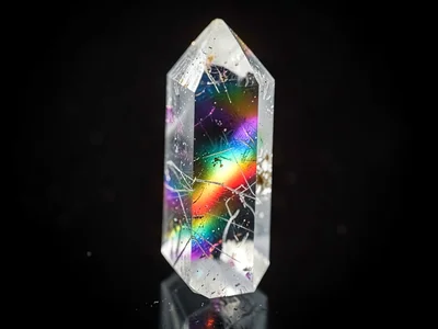 Quartz prism showing internal rainbow