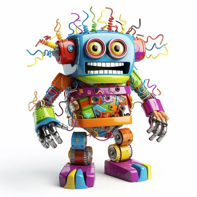 3D plastilina robot with a Frankenstein-like process