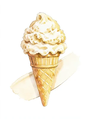 Conical butter-yellow knit ice-cream cone with a fluffy bouclé scoop on top, on