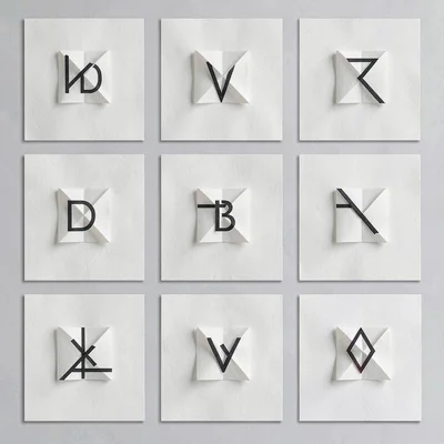 Tidy 4x3 makers grid of twelve abstract stall tiles, each carrying a different f