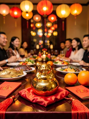 Gold Ingot Yuanbao on Red Silk