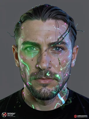 Face with digital artifact