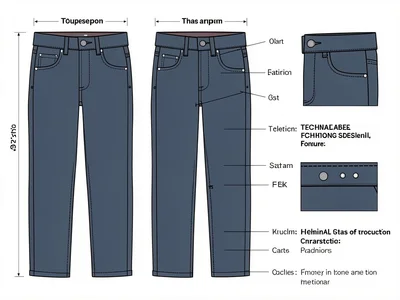 Jeans flat rivets topstitch