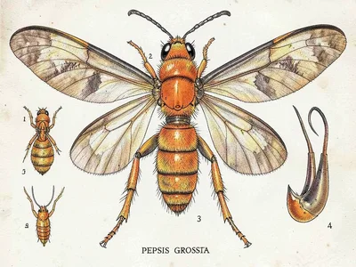 Tarantula hawk wasp specimen