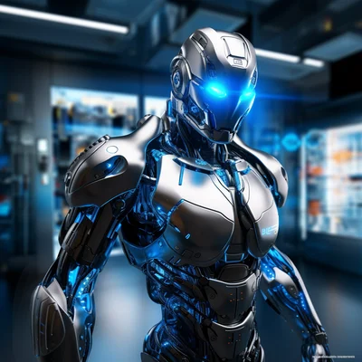 Futuristic AI Assistant Subject Humanoid robot with m