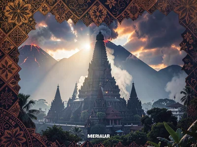 Borobudur stupas in volcanic haze