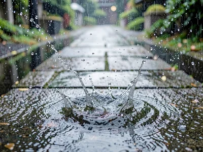 Stone path with each impact visible