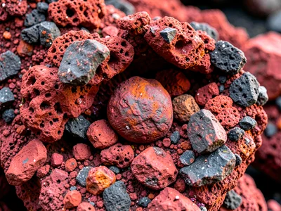 Red scoria texture showing oxidized iron