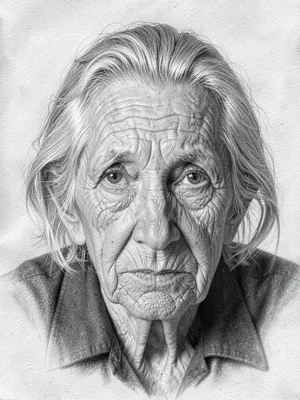 Elderly woman portrait with wrinkles