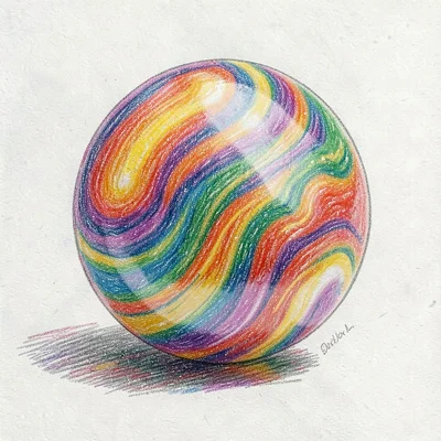 Glass marble with swirled colors