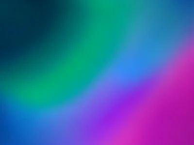 Aurora gradient: deep teal flowing through green to magenta with hints of blue, 