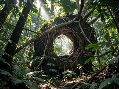 Root ball of fallen giant illuminated by new gap