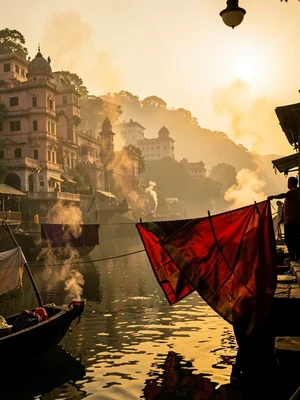 Sari fabric billowing on line