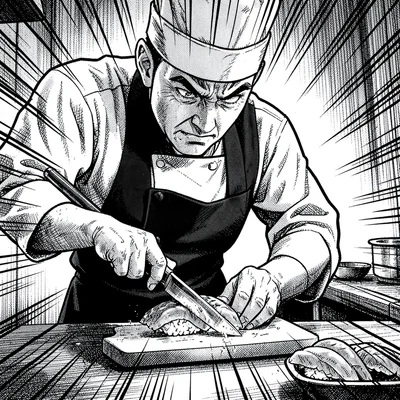 Intense sushi preparation