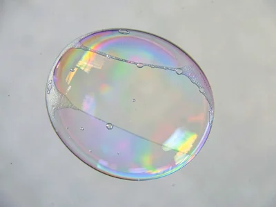 Edge of bubble showing surface tension