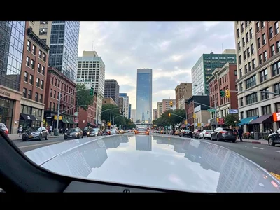 Car hood cityscape