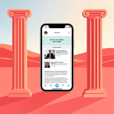 Saturated feature panel of a phone showing an article reader on a vivid coral fi