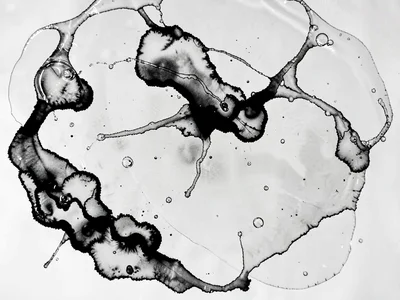 Agitated water creating chaotic ink patterns