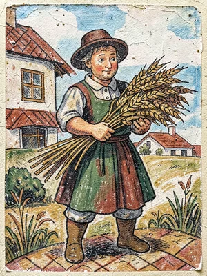Sgraffito peasant with wheat